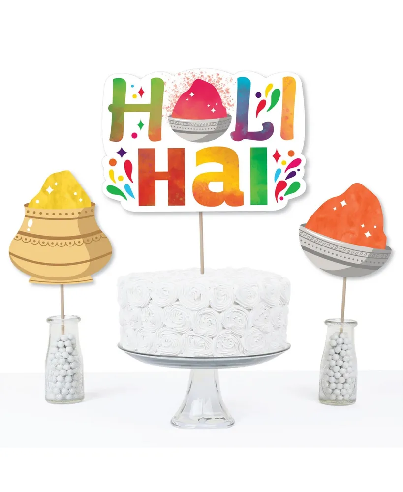 Holi Hai - Festival of Colors Party Centerpiece Sticks Table Toppers - Set of 15