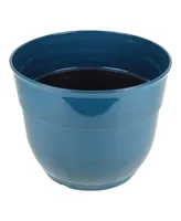 Garden Elements Glazed Brushed Happy Large Plastic Planter Dark Teal 15 Inch