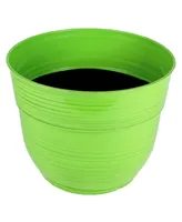 Garden Elements Glazed Brushed Happy Large Plastic Planter Bright 15 Inches