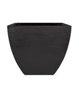 Tusco Products MSQ16BK Modern Planter Short Square Black - 16in x 13in