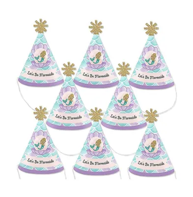 Let's Be Mermaids - Mini Cone Baby Shower or Birthday Small Party Hats - 8 Ct