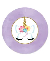 Rainbow Unicorn - Magical Unicorn Party Circle Sticker Labels - 24 Ct
