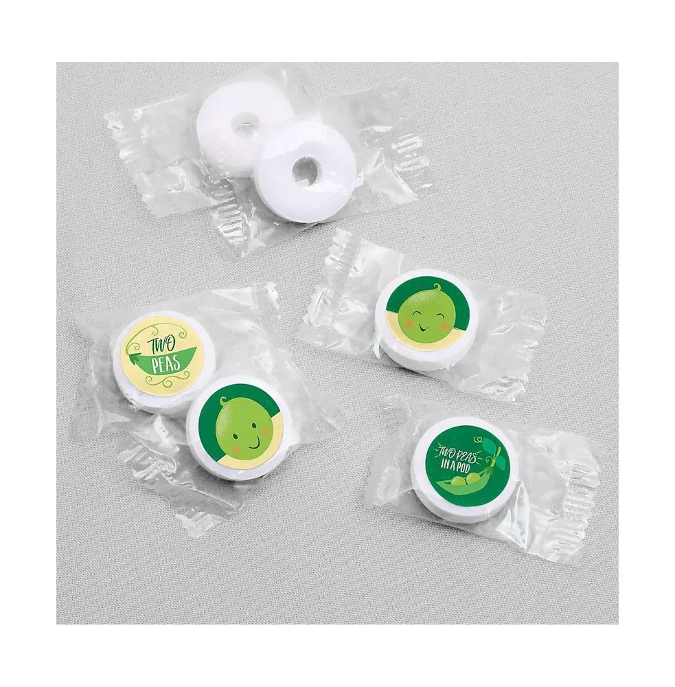 Double the Fun - Two Peas in a Pod - Round Candy Sticker Favors (1 Sheet of 108)