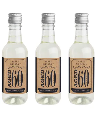 60th Milestone Birthday - Mini Wine Bottle Label Stickers Party Favor Gift 16 Ct