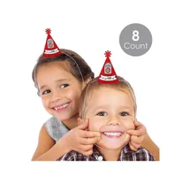 Fired Up Fire Truck - Mini Cone Baby Shower or Birthday Small Party Hats - 8 Ct