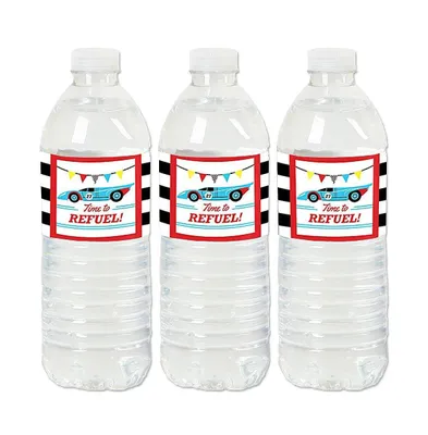 Let's Go Racing - Racecar - Race Car Water Bottle Sticker Labels - 20 Ct - Assorted Pre