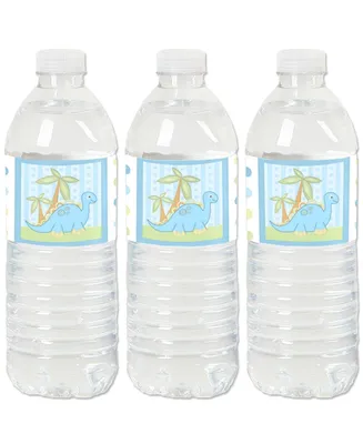 Baby Boy Dinosaur - Baby Shower or Birthday Water Bottle Sticker Labels - 20 Ct