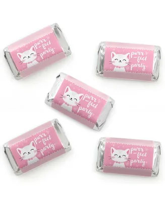 Purr-fect Kitty Cat - Mini Candy Bar Wrapper Stickers Kitten Party Favors 40 Ct