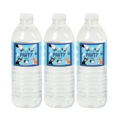 Pawty Like a Puppy - Dog Party Water Bottle Sticker Labels - 20 Ct