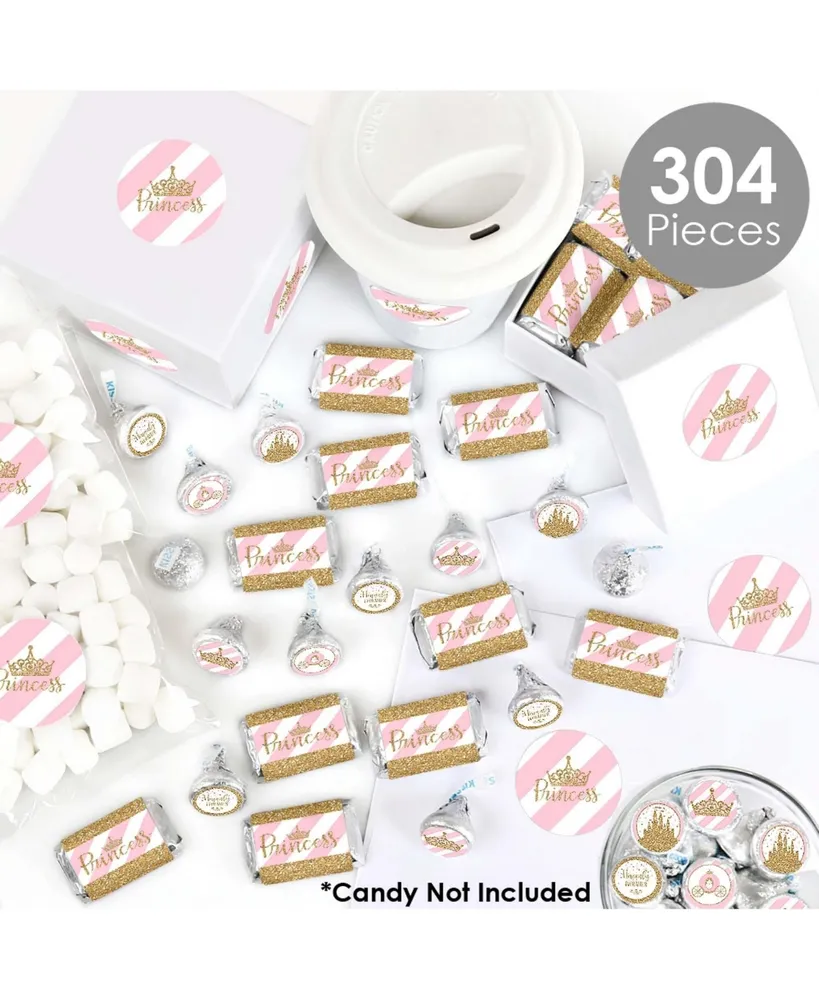 Little Princess Crown Pink & Gold Princess Party Candy Favor Sticker Kit 304 Pc