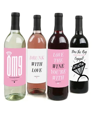 Omg, You're Getting Married - Party Gift - Wine Bottle Label Stickers - 4 Ct