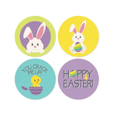 Hippity Hoppity - Assorted Easter Bunny Party Circle Sticker Labels - 24 Count - Assorted Pre