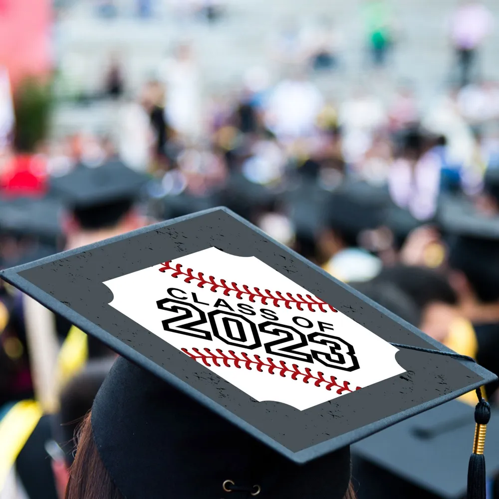 Big Dot of Happiness Grad Baseball - 2024 Graduation Cap Decorations Kit - Grad Cap Cover