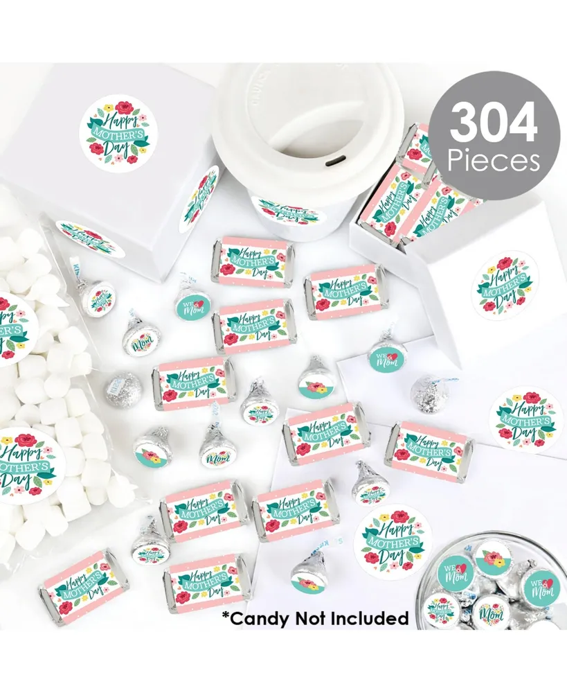 Colorful Floral Happy Mother's Day - Mom Party Candy Favor Sticker Kit - 304 Pc - Assorted Pre