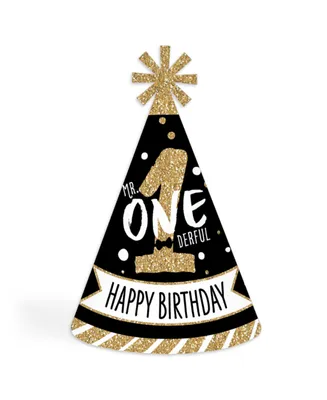 1st Birthday Little Mr. Onederful - Cone Happy Birthday Party Hats 8 Ct