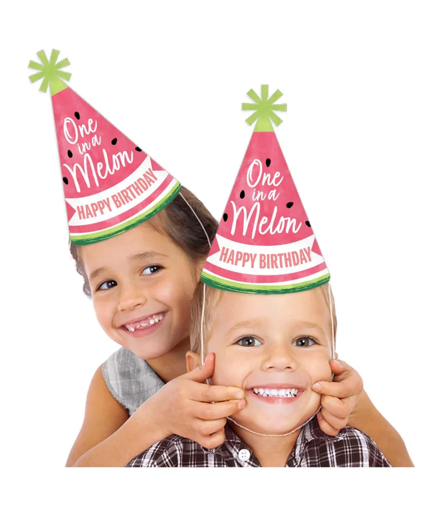 Sweet Watermelon - Cone Happy Birthday Party Hats Standard Size 8 Count
