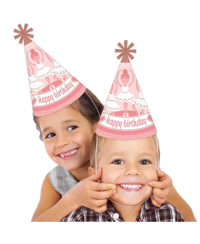 Tutu Cute Ballerina - Cone Happy Birthday Party Hats Standard Size 8 Count