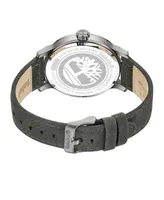 Timberland Men's Driscoll Three Hand Date Gray Dark Genuine Leather Strap Watch, 46mm