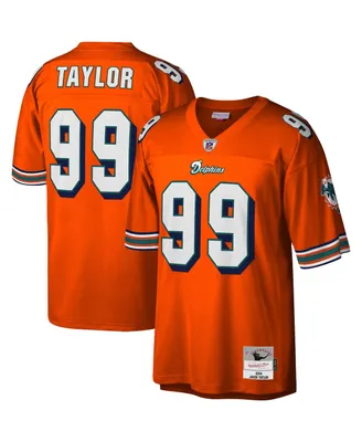 Men's Mitchell & Ness Jason Taylor Orange Miami Dolphins Big and Tall 2004 Retired Player Replica Jersey