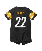 Boys and Girls Newborn Infant Nike Najee Harris Black Pittsburgh Steelers Game Romper Jersey