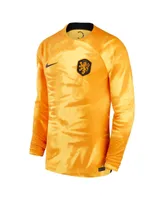 Men's Nike Orange Netherlands National Team 2022/23 Home Breathe Stadium Replica Blank Long Sleeve Jersey