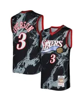 Men's Mitchell & Ness Allen Iverson Black Philadelphia 76ers 2000-01 Hardwood Classics Marble Swingman Jersey