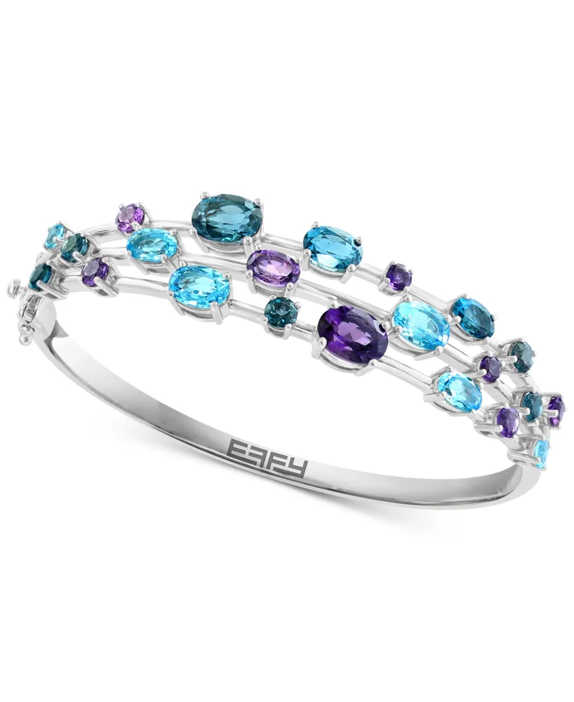 Effy Multi-Gemstone Triple Row Bangle Bracelet (10-1/2 ct. t.w.) in  Sterling Silver