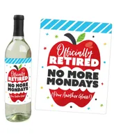Teacher Retirement - Party Decor - Wine Bottle Label Stickers - 4 Ct