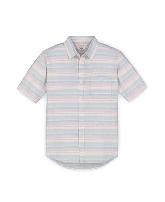 Hope & Henry Mens' Linen Short Sleeve Button Down Shirt