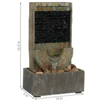 Sunnydaze Decor 16-Inch Half Moon Slate Indoor Tabletop Cascading Water Fountain - Soothing and Tranquil Water Sound