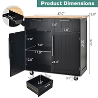 Costway Rolling Kitchen Cart Island Heavy Duty Storage Trolley Cabinet