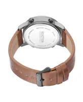 Kenneth Cole Reaction Men's Digital Tan Synthetic Leather Strap Watch, 46mm