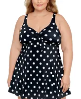 Swim Solutions Plus Tummy Control Bow Front Swimdress, Created For Macy's