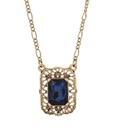 2028 Gold-Tone and Crystal Square Pendant Necklace