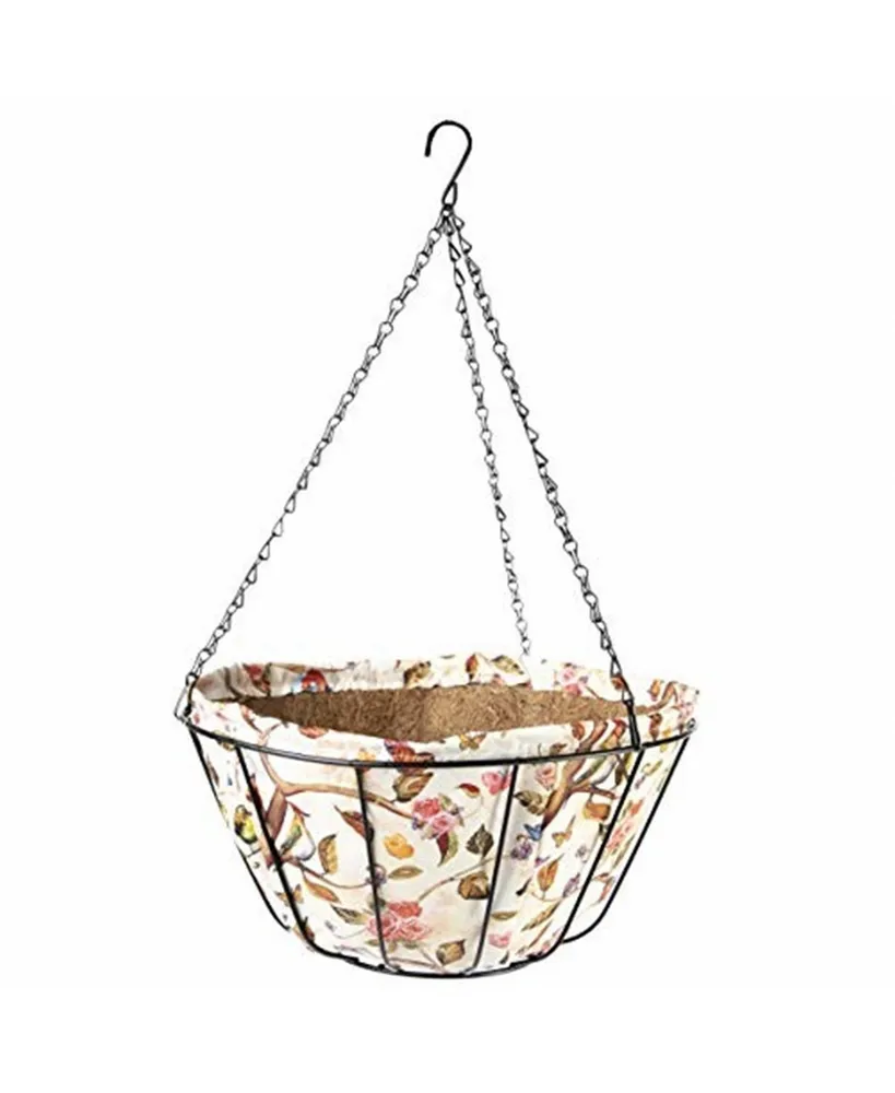 Gardener's Select Hanging Basket with floral print coco liner, 14