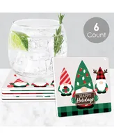 Big Dot of Happiness Red and Green Holiday Gnomes - Christmas Party Decorations - Drink Coasters 6 Ct