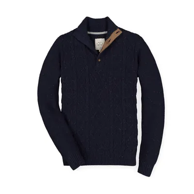 Hope & Henry Men's Organic Mock Neck Cable Sweater