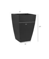 Tusco Products MSQT23BK Modern Planter Tall Square Black, 16in x 23in