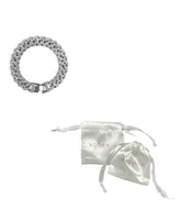 Adornia Rhodium Plated Crystal Thick Cuban Curb Chain Bracelet