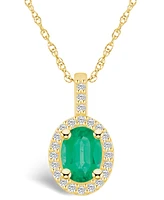 Macy's Emerald (1-1/5 Ct. t.w.) and Diamond (1/4 Halo Pendant Necklace