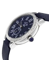 GV2 by Gevril Women's Astor Swiss Quartz Diamond Accents Blue Genuine Leather Strap Watch 40mm