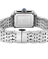 GV2 by Gevril Women's Padova Gemstone Swiss Quartz Diamond Accent Silver-Tone Stainless Steel Bracelet Watch 27mm x 30mm