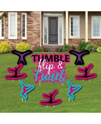 Tumble, Flip & Twirl - Gymnastics - Lawn Decor - Gymnast Yard Signs - Set of 8