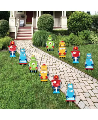 Gear Up Robots - Lawn Decor - Outdoor Party Yard Decor - 10 Pc