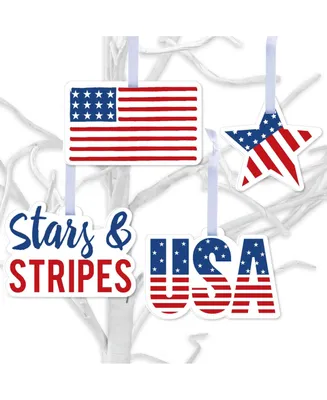 Stars & Stripes - Patriotic Decorations - Tree Ornaments - Set of 12