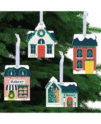 Christmas Village - Holiday Winter Houses Decor Christmas Tree Ornaments 12 Ct