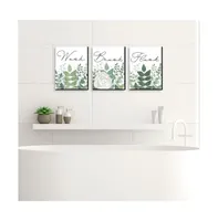 Big Dot of Happiness Boho Botanical Bathroom Rules Wall Art - 7.5 x 10 in 3 Signs Wash, Brush, Flush