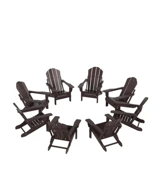 All-Weather Contoured Outdoor Poly Folding Adirondack Chair (Set of 8)
