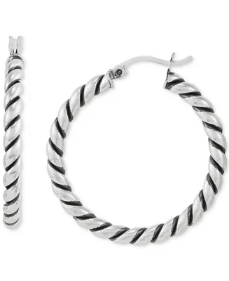 Giani Bernini Oxidized Twist Tube Medium Hoop Earrings in Sterling Silver, 30mm, Created for Macy's