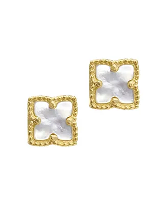 Adornia Mother of Imitation Pearl Gold-Tone Flower Stud Earrings